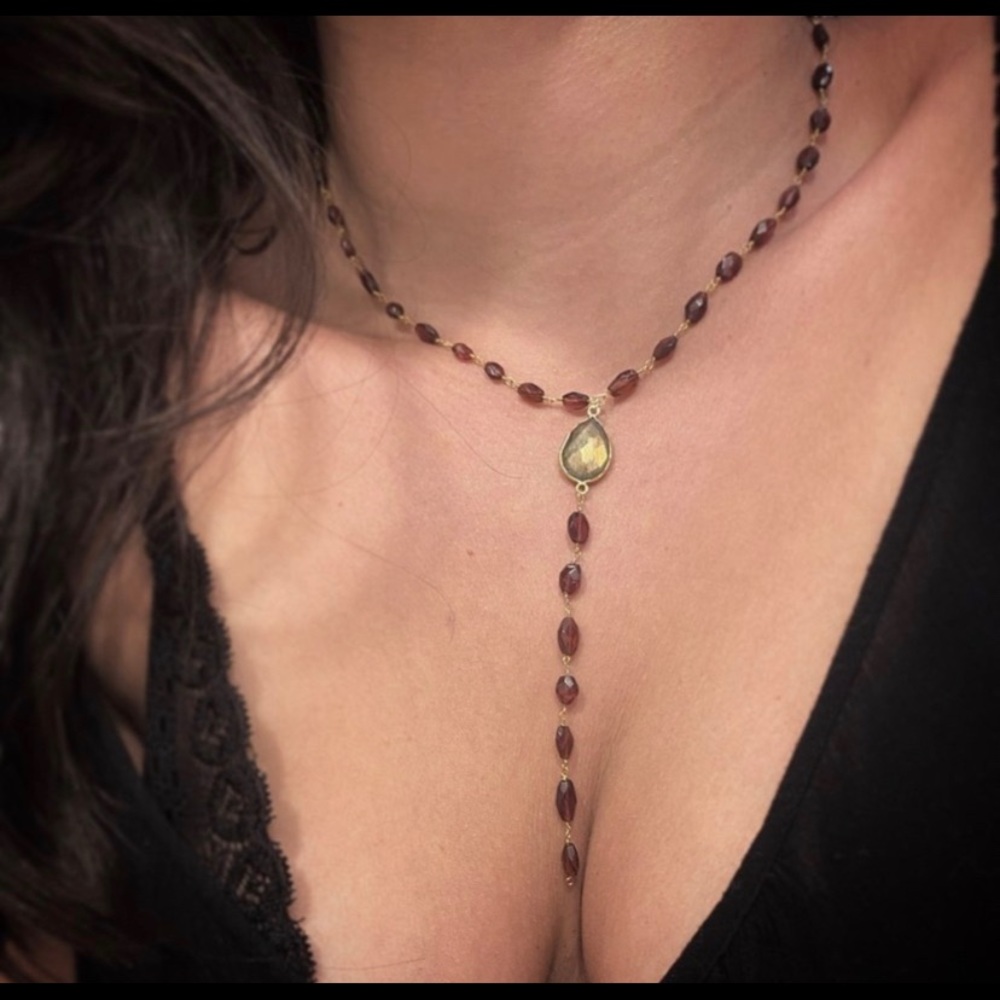 Lariat crystal necklace
